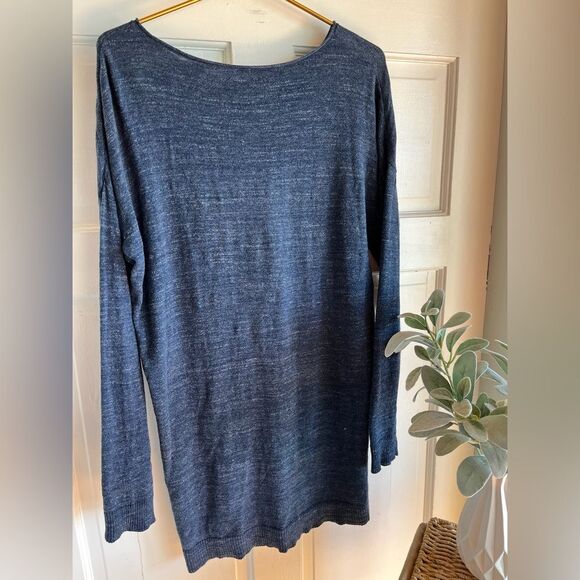 New Eileen fisher long sleeve scoop neck blue sweater dress - Picture 2 of 5